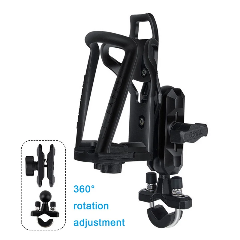 Motorcycle Water Cup Holder Bike Beverage Stand Adjustable Universal Motorbike Drink Bottle Bracket Black For Scooters Bicycles