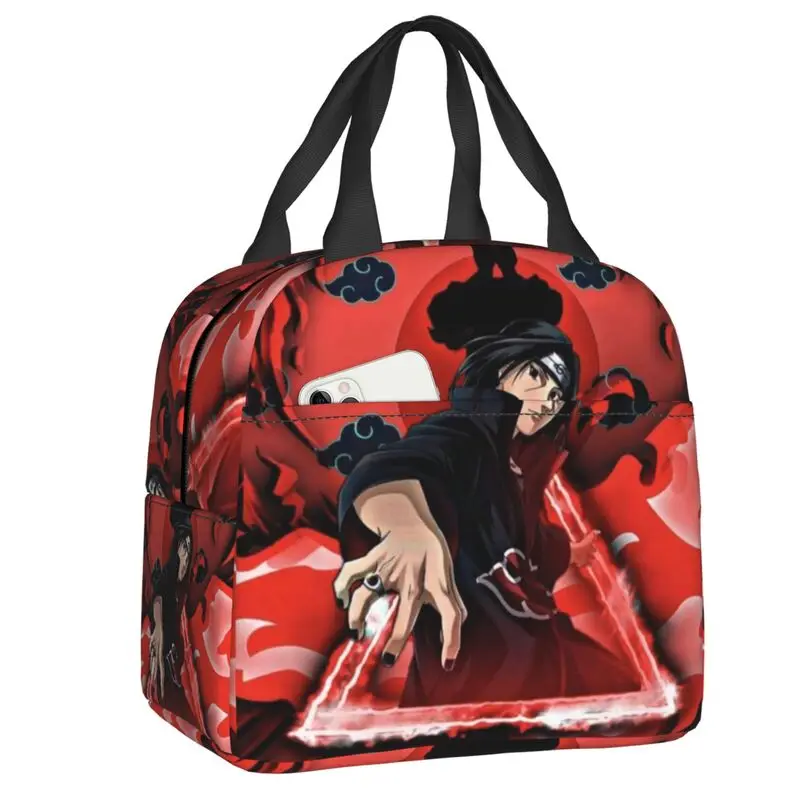 

Custom Uchiha Sasuke Insulated Lunch Bag for Women Portable N-Narutoes Thermal Cooler Bento Box Beach Camping Travel