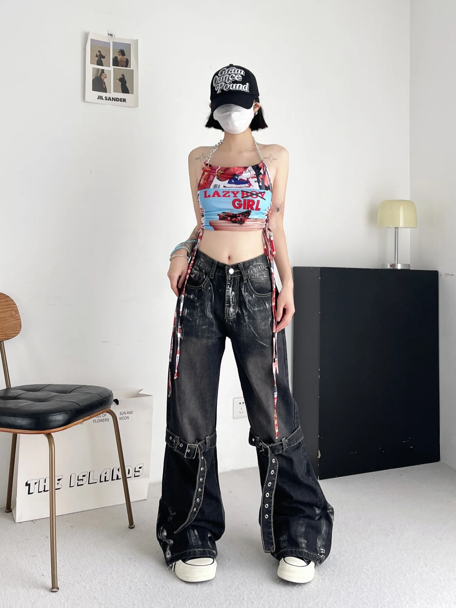 Women Dark Academia Baggy Grunge Harajuku Fashion Jean Trashy Y2k Streetwear Low Rise Denim Cargo Pants 2000s Japanese Kpop Goth