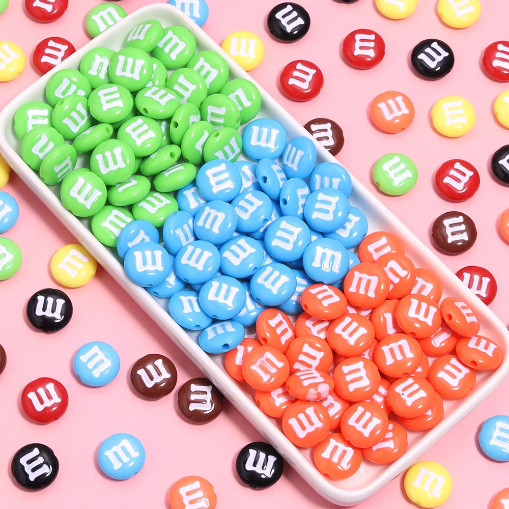 20Pcs/Lot 14cm Flat Round Acrylic Beads M Letter Beads Loose Spacer Beads For DIY Craft Ornament Making Clothing Finding Accesso