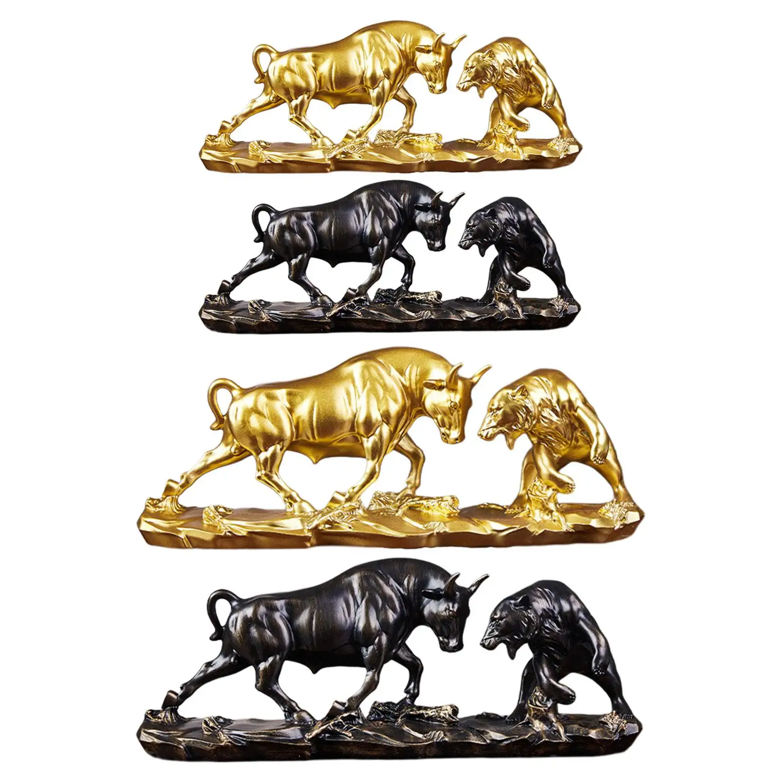 

Bull and Bear Fight Figurine Resin Statue Modern Decorative Sculpture for Home Desk Office Shelf Housewarming Decor