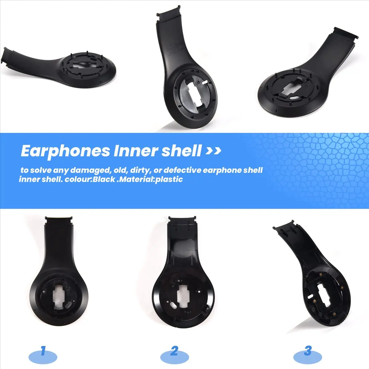 A64I 1 Pair Earphone Inner Shell Replacement for Studio 3.0 Wireless Headphones Repair Parts Black