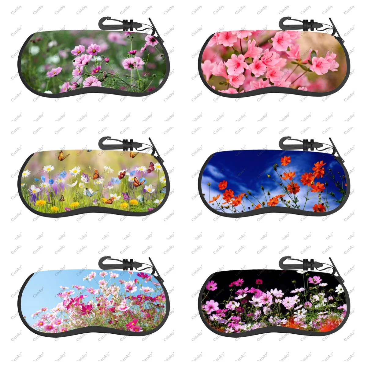 flower wallpaper Glasses case zipper travel printed soft shell suitable for storing cosmetics pencil case glasses case