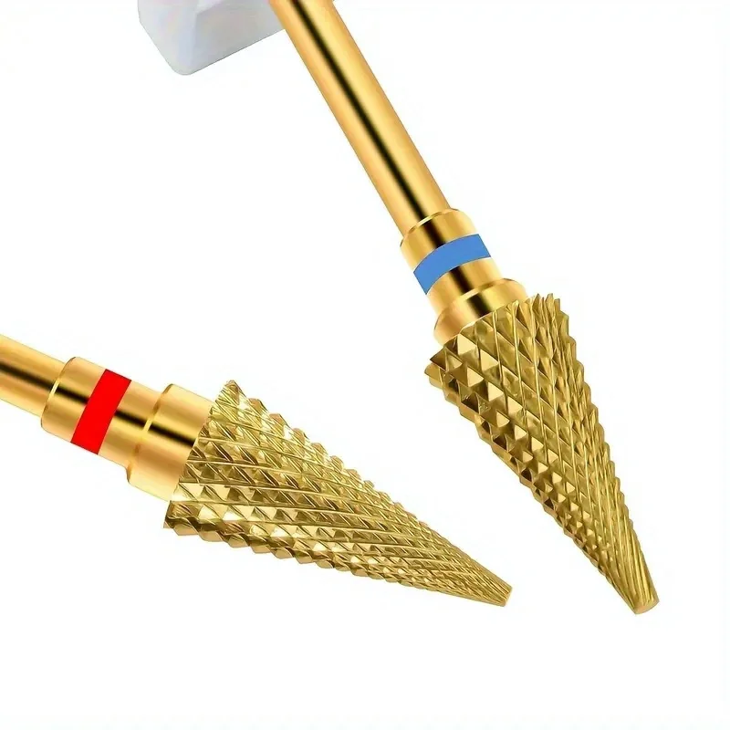1/2Pcs Nagel Gold Hartmetall Nagel Bohrer Kegel Fräser für Maniküre Entfernen Gel Acryl Werkzeug Nagel Bohrer zubehör