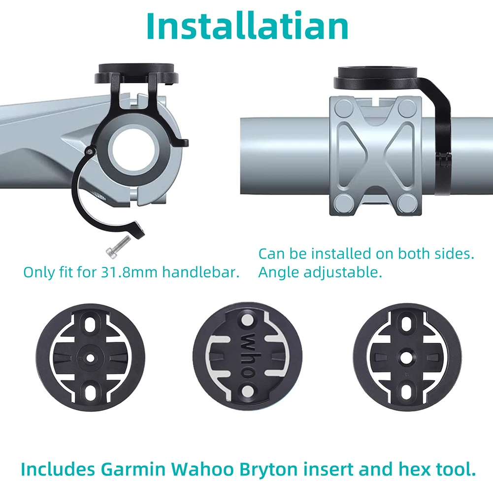 

Bike Handlebar Computer Holder Aluminum Alloy Speedometer Mount Bracket Road Bike Code Meter Fixing Base for Garmin/Wahoo/Bryton