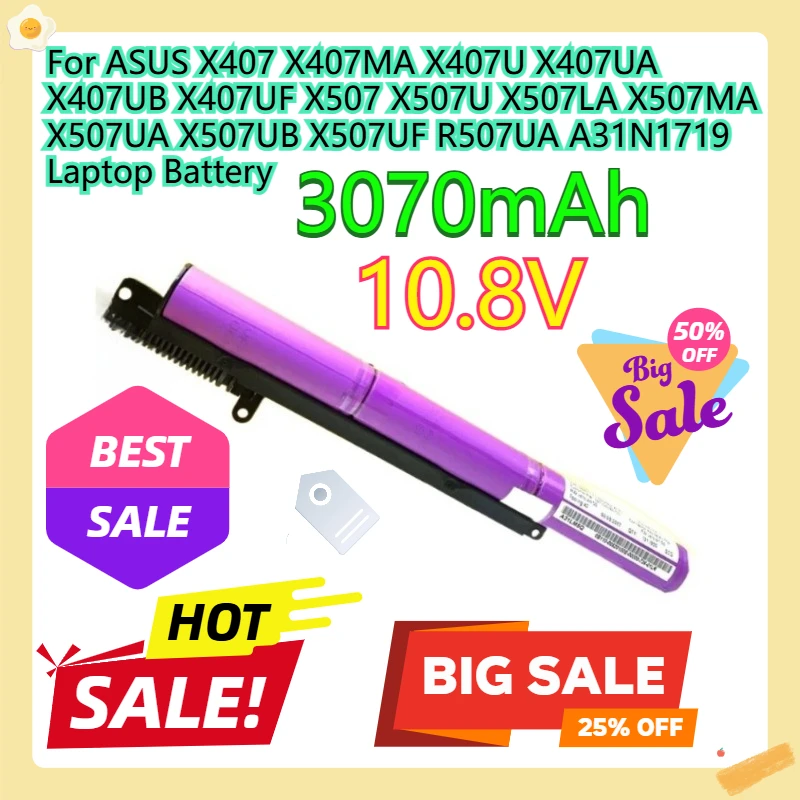 For ASUS X407 X407MA X407U X407UA X407UB X407UF X507 X507U X507LA X507MA X507UA X507UB X507UF R507UA A31N1719 Laptop Battery