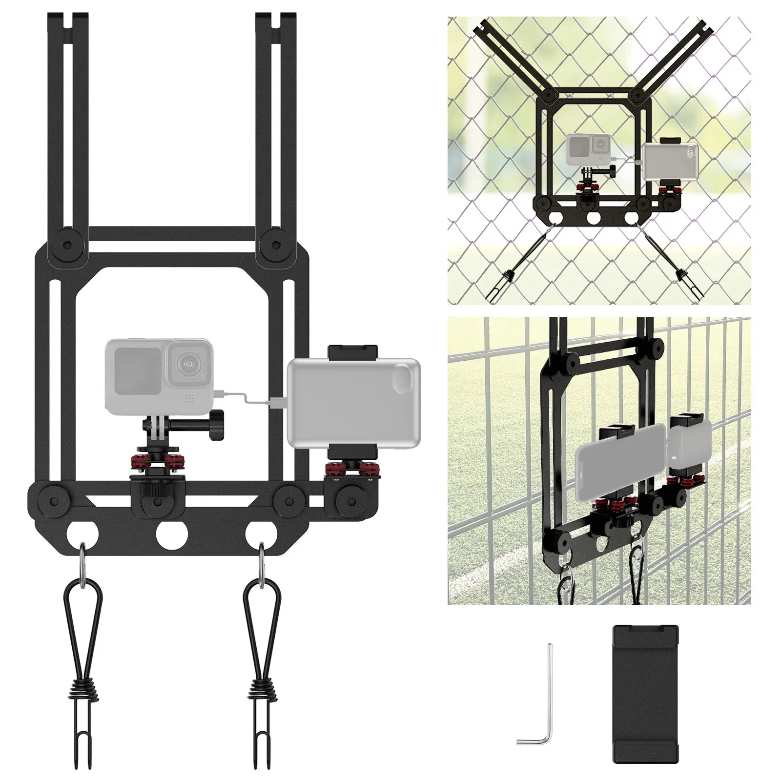NEEWER PA022 Universal Secure Fence Clamp Quick Release Camera Mount Bracket Fit GoPro DJI Insta360 Cameras