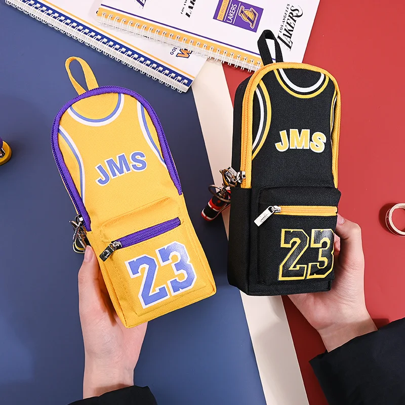 Estrela grande capacidade tema de basquete lápis caso camadas duplas estudante saco de papelaria saco de lápis estudante papelaria presente