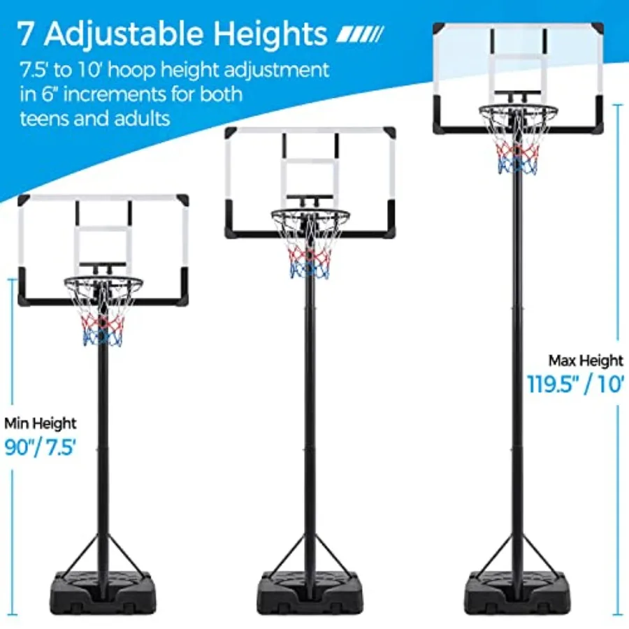 كرة السلة المحمولة هوب كرة السلة في الهواء الطلق الهدف المحكمة مع ارتفاع قابل للتعديل من 9.5 إلى 12 قدم مثالية للاعبين الكبار
