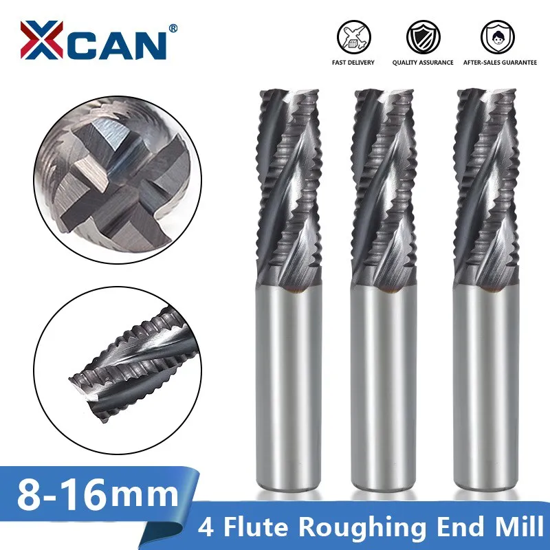 

XCAN 5-16mm Roughing End Mill 4 Flute Super Coating HSS Milling Cutter CNC Machine Router Bit For Wood/Aluminum/ Steel Tools