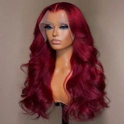 Burgundy 99J 13x6 HD Transparent Lace Front Human Hair Wig 13x4 Body Wave Lace Frontal Wig Brazilian Colored Remy Wigs for Women