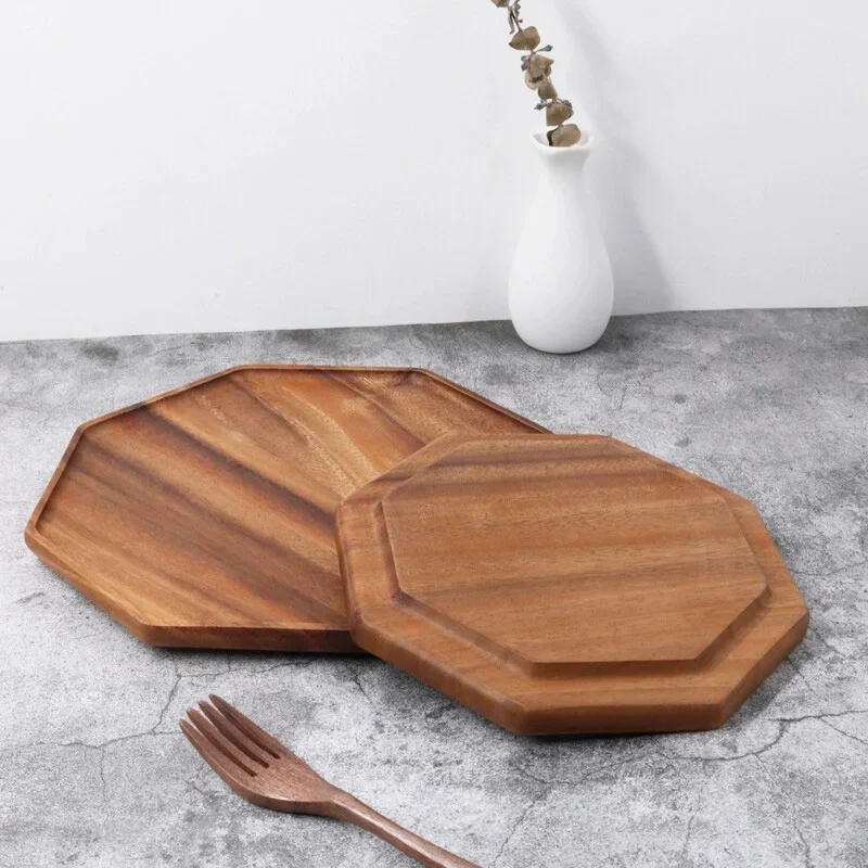 Wooden Tea Coffee Tray, Decorative Bread Snack Cake Food Dish Tableware, Charcuterie Dining Boards for Home Party