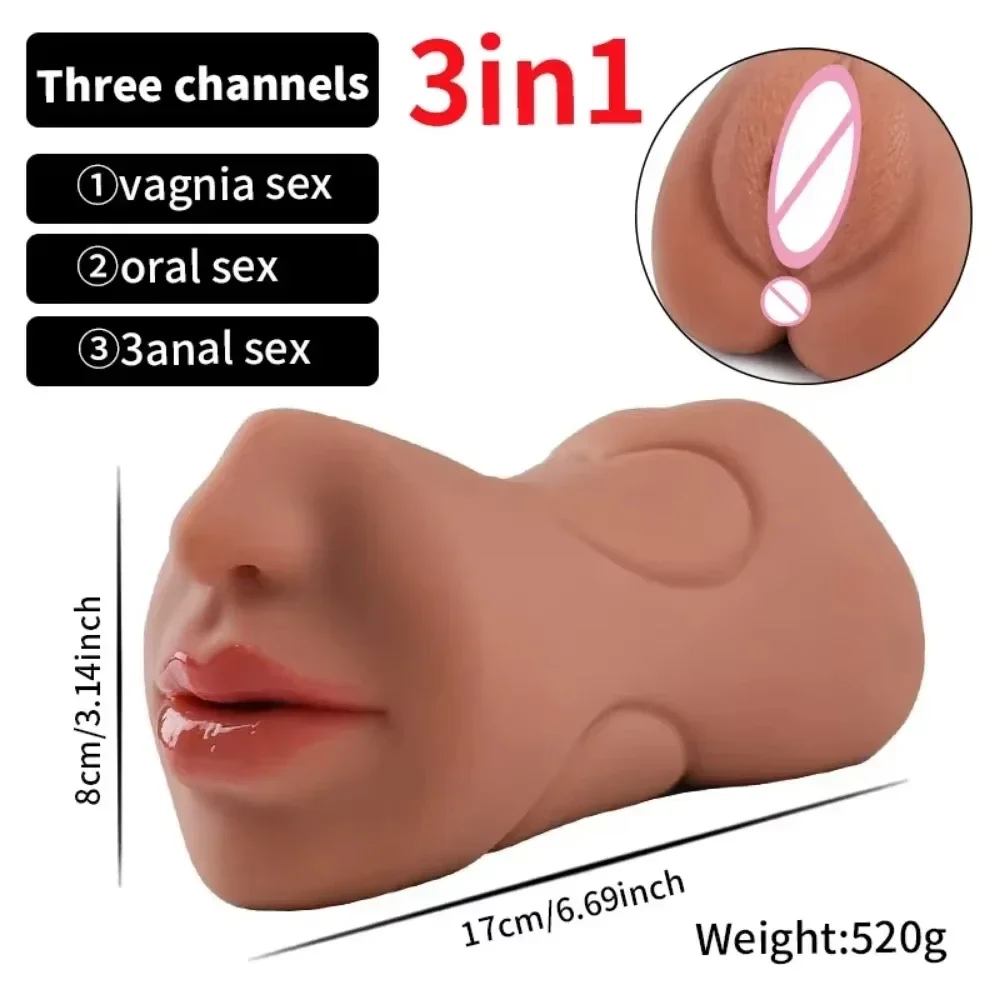 3-in-1 male sex toy, masturbation cup, male adult sex toy, tight vagina, anus, mouth, oral sex, male masturbation toy view 4