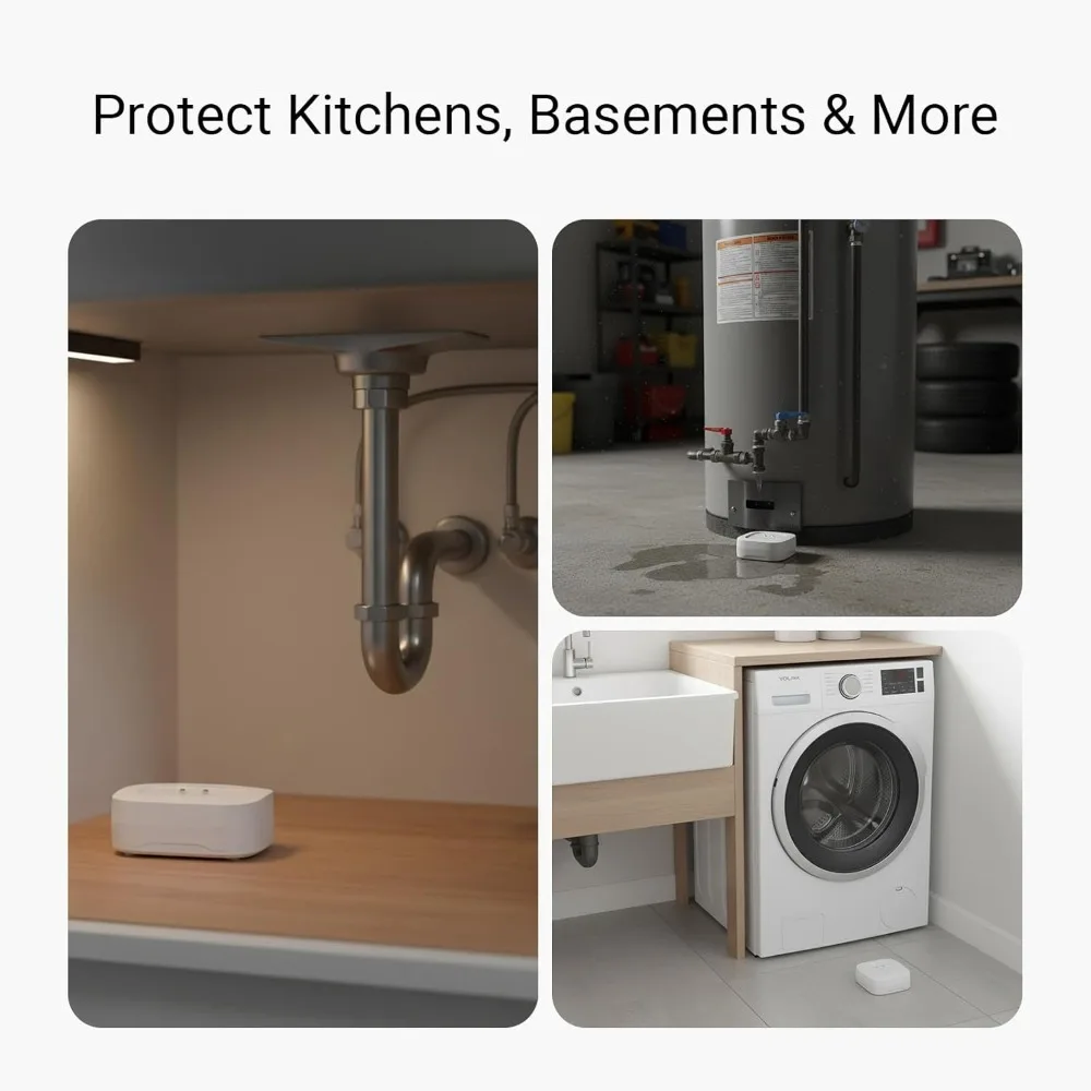 

Комплект для обнаружения утечек воды YoLink: 1 хуб + 4 датчика утечек (бесшумные), LoRa с увеличенной дальностью действия, оповещения через приложение/SMS/почту, D2D офлайн-триггеры, 2