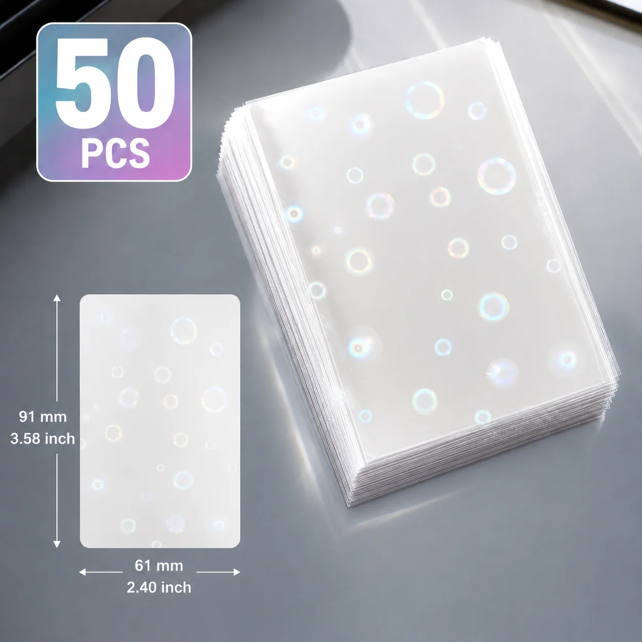 Sharkbang 50 Stück/Lot Holo-Kartenhüllen, 61 x 91 mm, 20C Macaron-Farbe, Kpop-Halter für Postkarten, Filme, Spielkarten, Fotokartenschutz