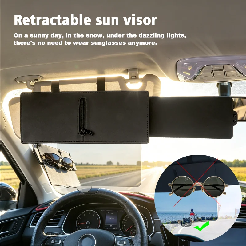 1 unidad de extensor de visera para coche, bloqueador de sol antideslumbrante, parasol para ventana de coche y bloqueador de rayos UV, universal para accesorios de coche