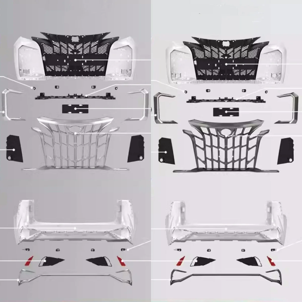 Front Rear Bumper Grill Daytime Running Light For Toyota Sienna 20-22 Modified Unpainted Big Surround Body Kit Car Accessories