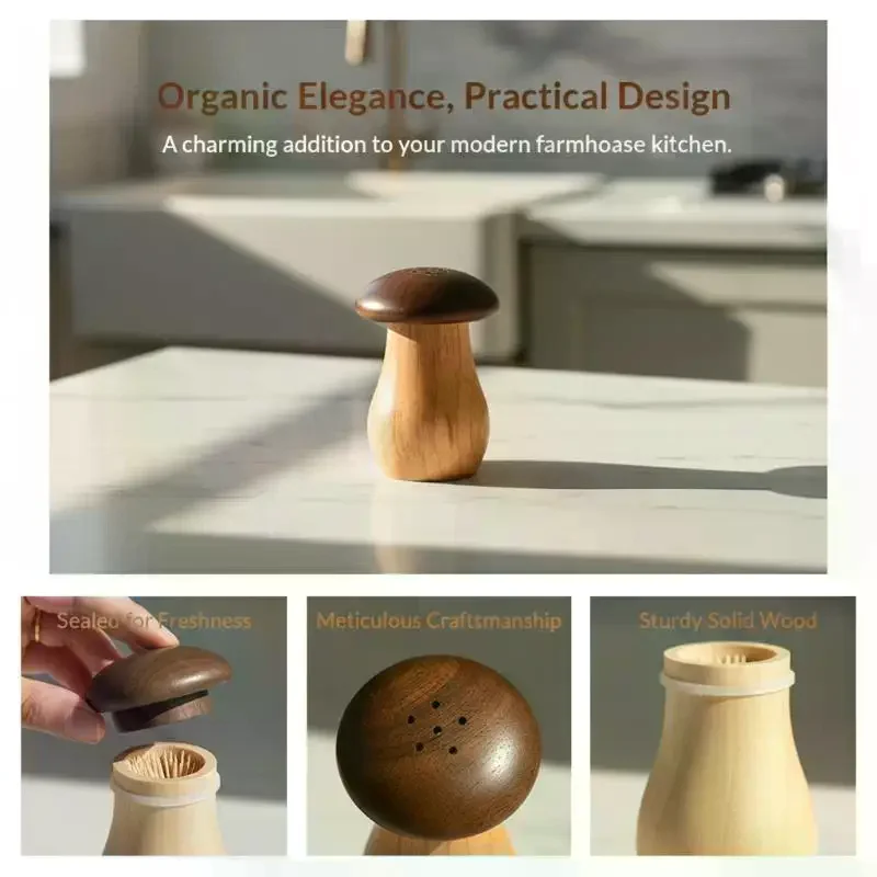 Cute Mushroom Shaped Oak Toothpick Holder: Durable Convenient Household Lid Organizer