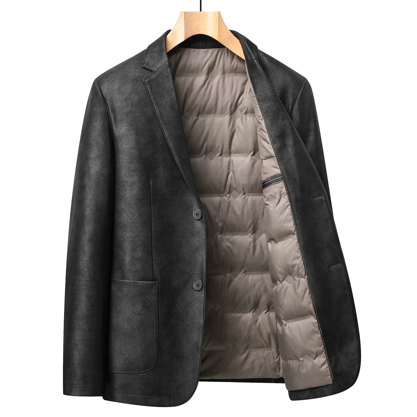 Pu Leather 90% White Down Suit Jacket Men Winter Business Casual Down Blazer for Men Outerwear JK-378  Casaco Militar Masculino