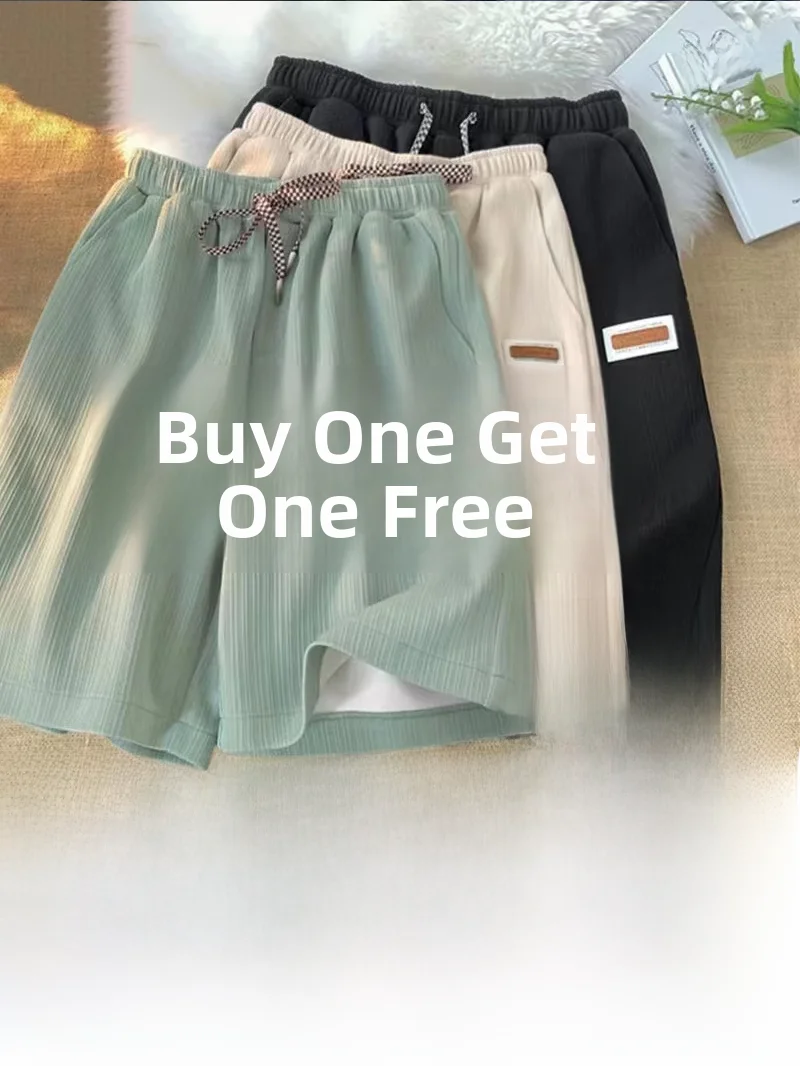 

Новинка 2025, мужская повседневная летняя одежда из ледяного шелка Qui Dry, тонкая прямая нога, свободная посадка, удобная дышащая спортивная одежда, пять четвертей...