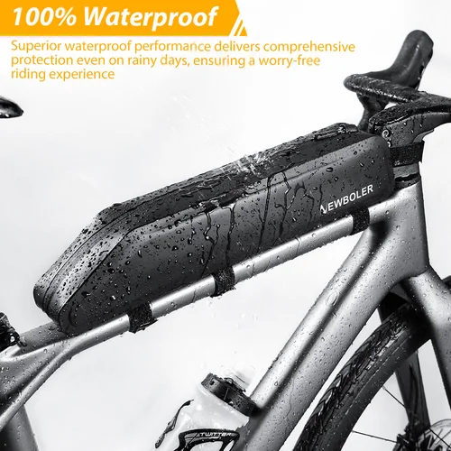 Imagen 2 del producto NEWBOLER-bolsa para tubo frontal de cuadro de bicicleta de 2L, bolsa de embalaje para bicicleta de montaña y carretera, bolsa de herramientas para tubo superior de ciclismo, accesorios para bicicleta