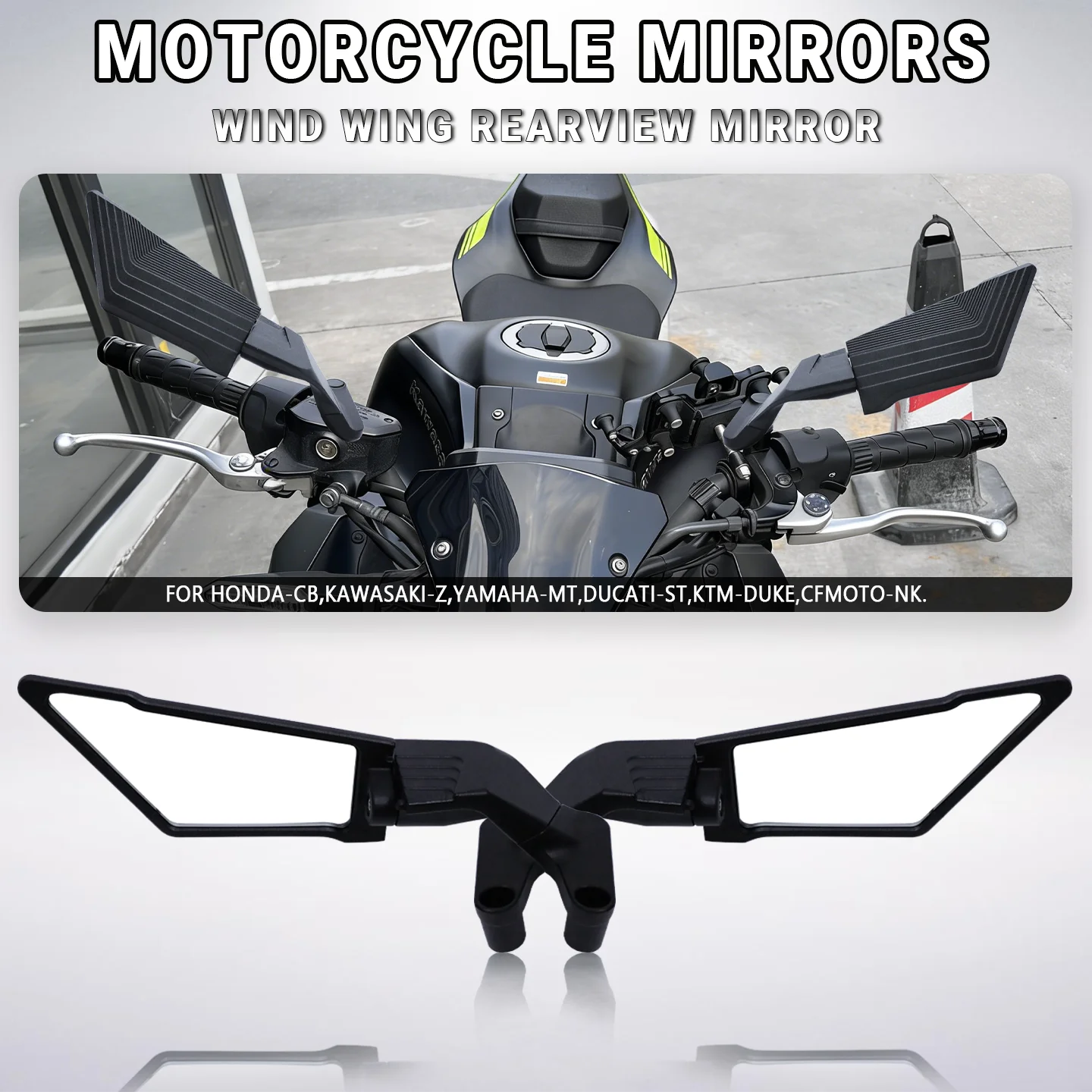 

8/10mm Motorcycle Universal Rearview Mirror For Honda Kawasaki BMW Yamaha Suzuki Aprilia Motorcycle Adjustable Side Wing Mirrors