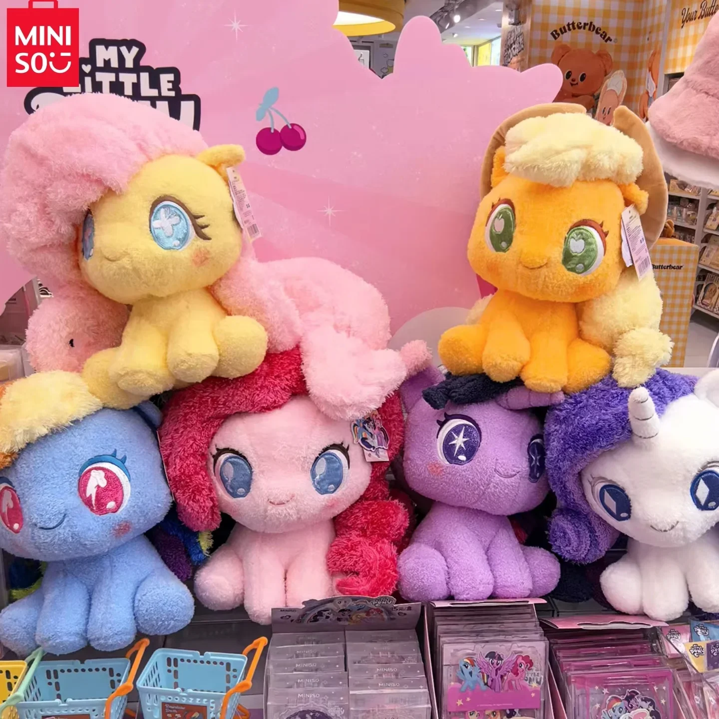 New Miniso Authentic My Little Pony 2024 New Sitting Doll Toy Fluttershy Applejack Twilight Shining Pinkie Pie Soft Pillow