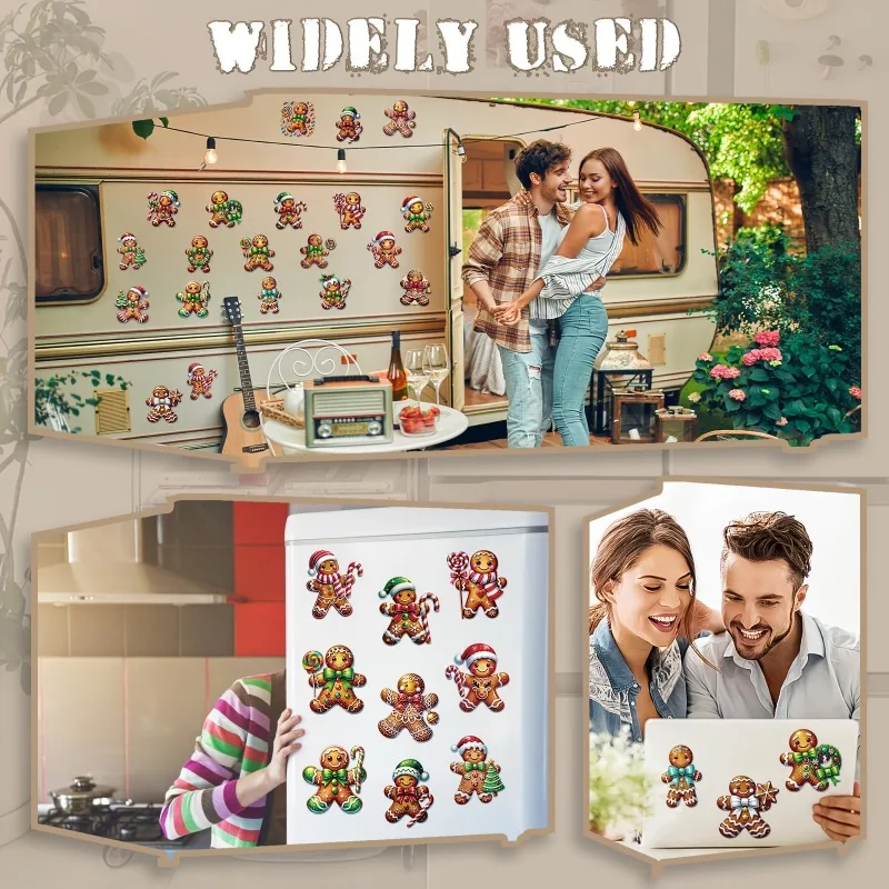 Set of 20 Gingerbread Man Fridge Magnets - - Christmas Gingerbread Man Designs