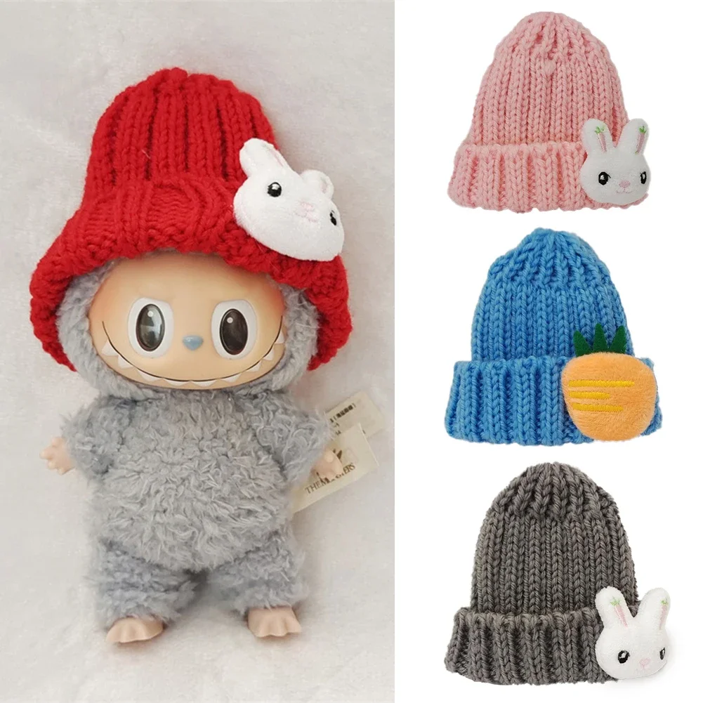 For 17cm Labubu Mini Plush Doll'S Carrot Bunny Woolen Hat  Multiple Styles Outfit Accessories Labubu Clothes Ropa Labubu