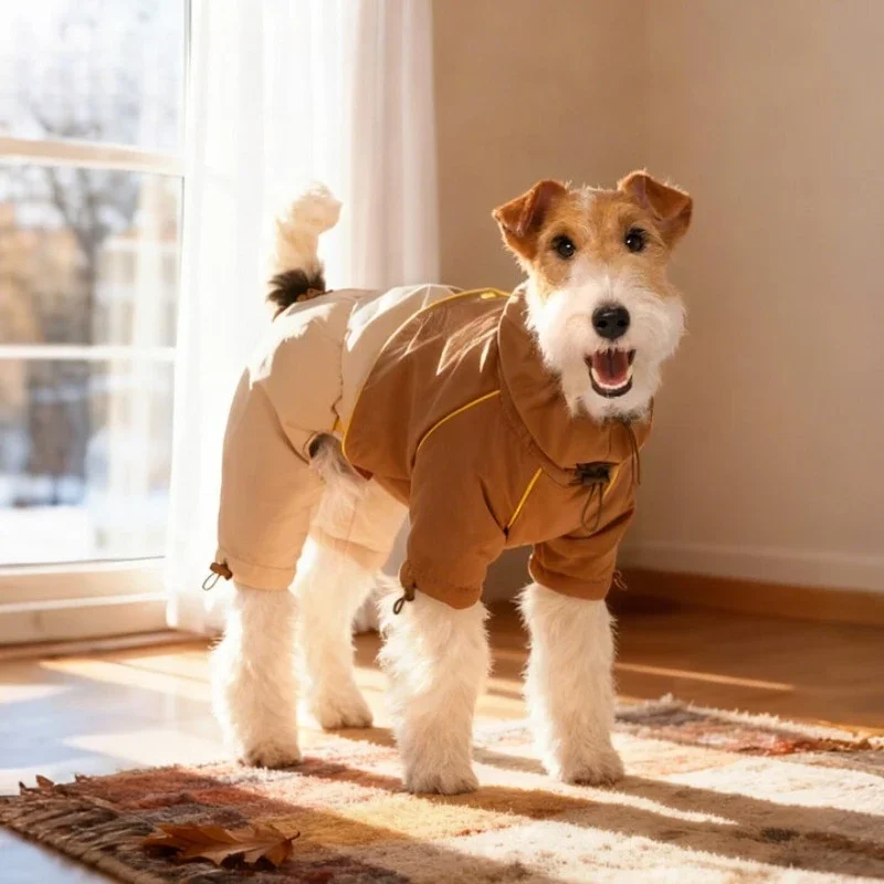 Four-legged charge contrasting cotton suit kitten dog winter warmth thickened teddy bear bear go out winter cotton clothes