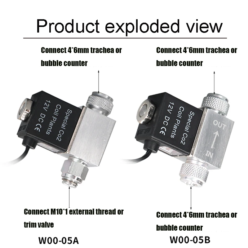 Aquarium Solenoid Valve CO2 System Regulator Aquarium Accessories Electric Low Temperature Magnetic Valve For Fish Tank DC12V