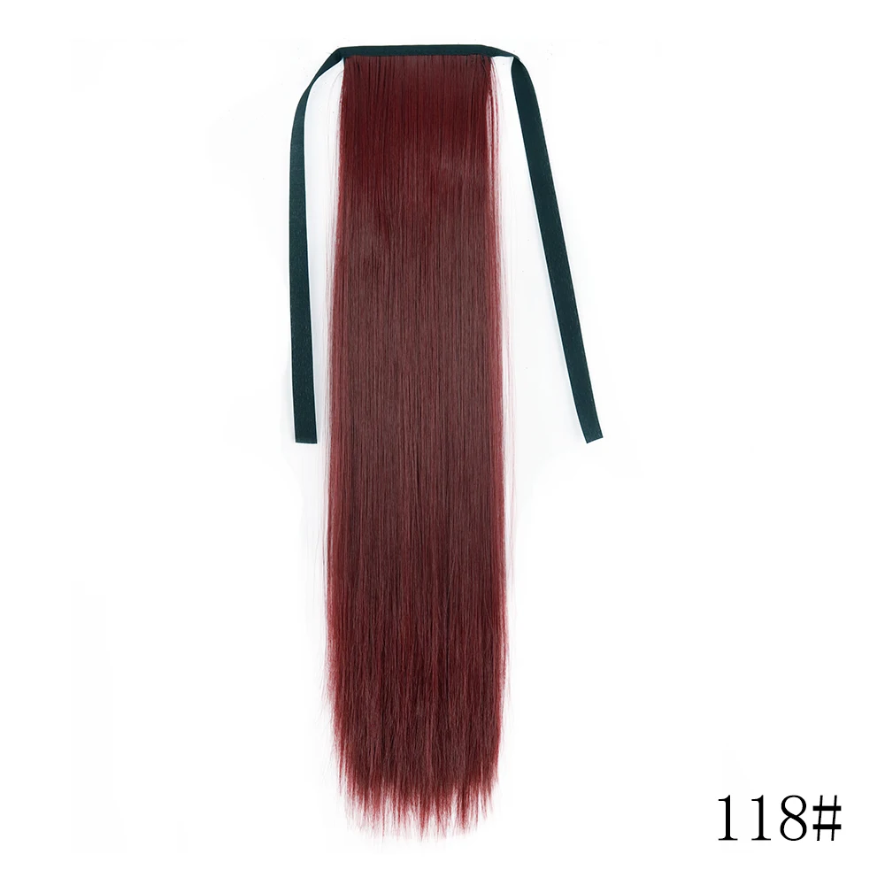 LISI GIRL Kunsthaar 22''34'' Langer, gerader Pferdeschwanz zum Umwickeln, Clip-in-Haarverlängerungen, schwarzes Haarteil, Kopfbedeckung