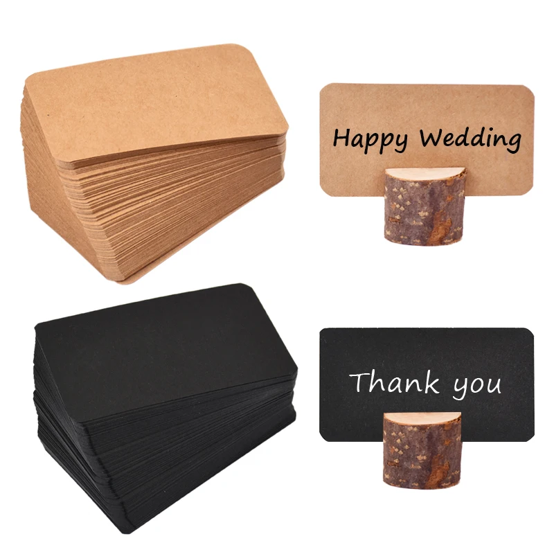 100pcs/box Kraft Paper Cards White Cardboard Tags Blank BusinessTag DIY Writing Greeting Invitation Card Wedding Decor Supplies