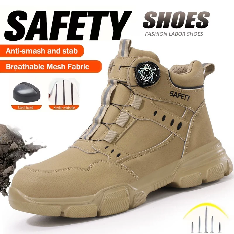 Indestructible Mining Boots Men Boots Steel Toe Safety Shoes Men Work Shoes Sneaker Lightweight Anti-Puncture Safety Shoes Men