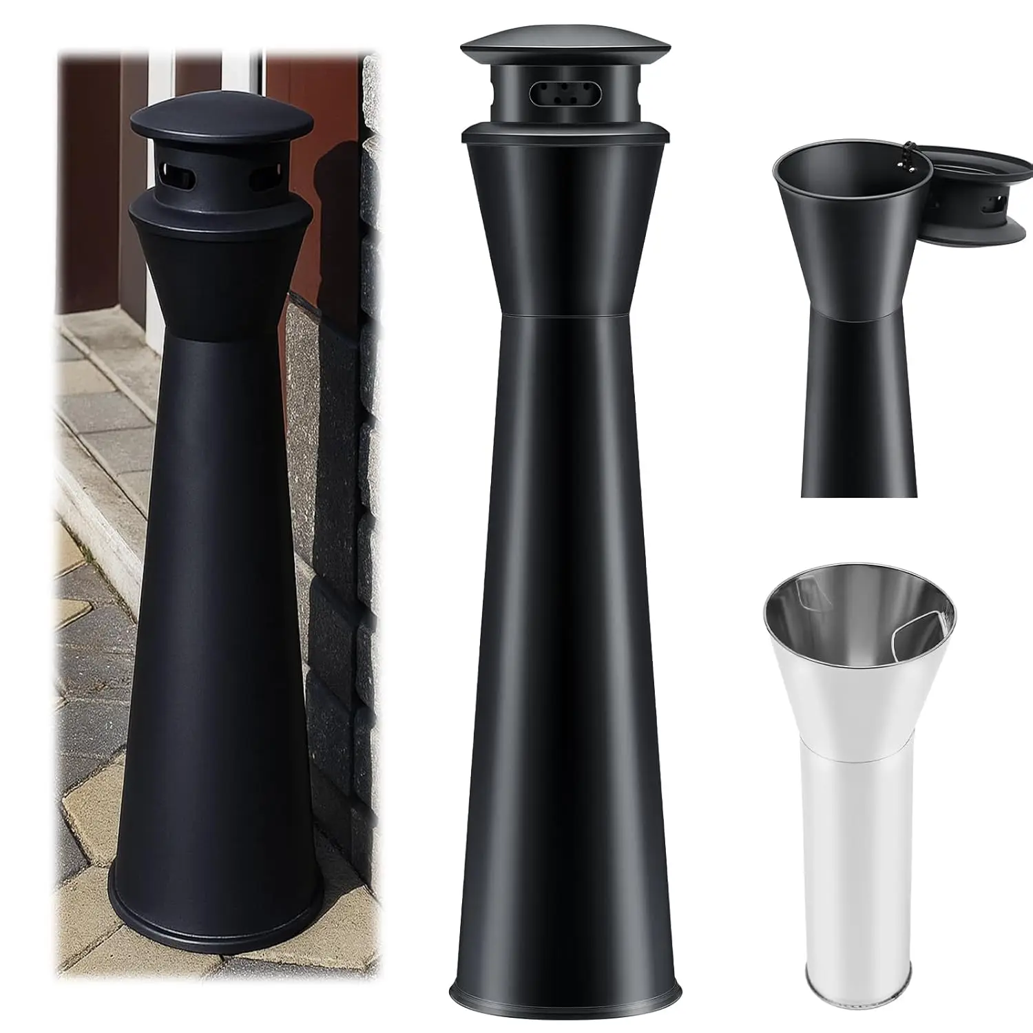 

Коммерческий стальной уличный мусорный бак для патио, отелей, офисов - прочный и устойчивый к непогоде