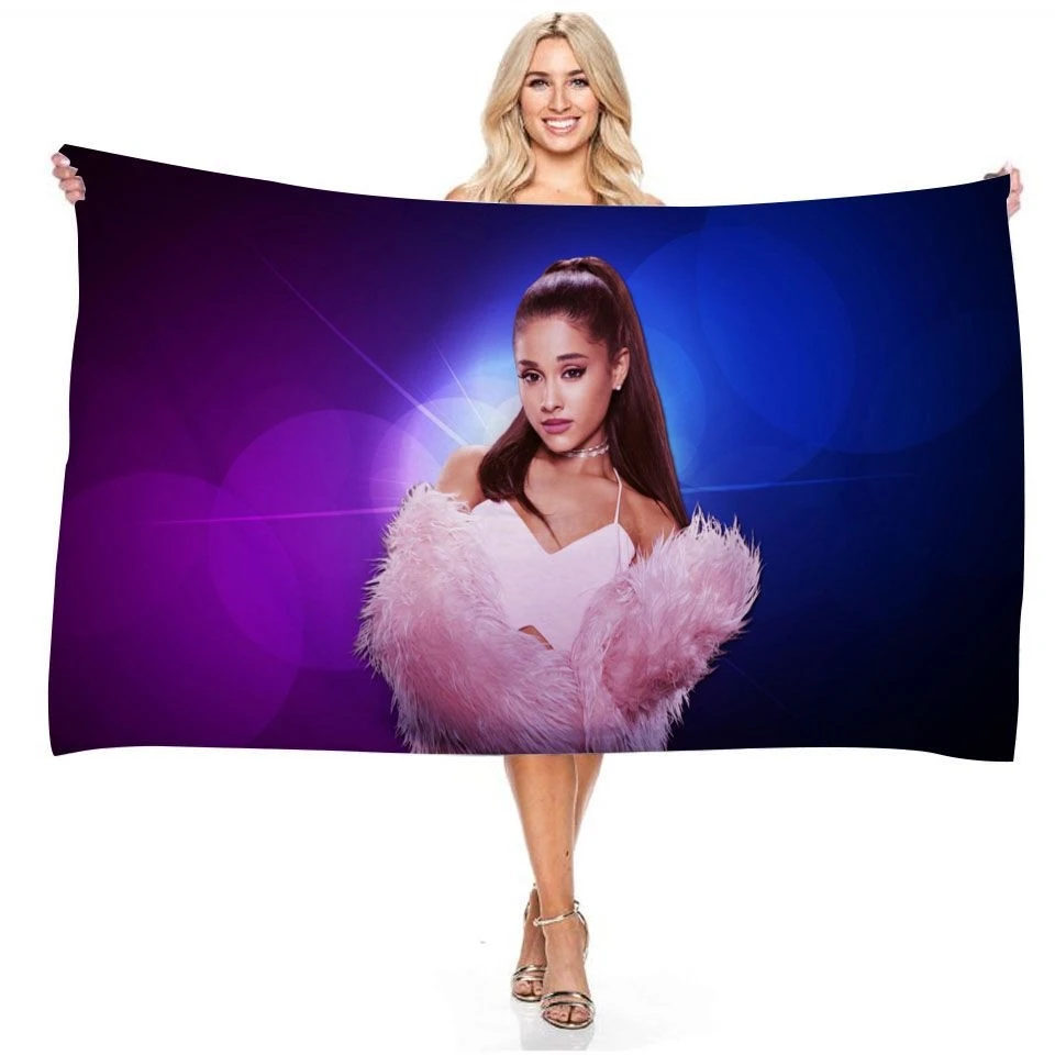 Beautiful Girl Ariana Grande Printed Bathroom Bath Towel for Adults Girls Quick Dry Microfiber Beach Towel Cushion Throw Blanket