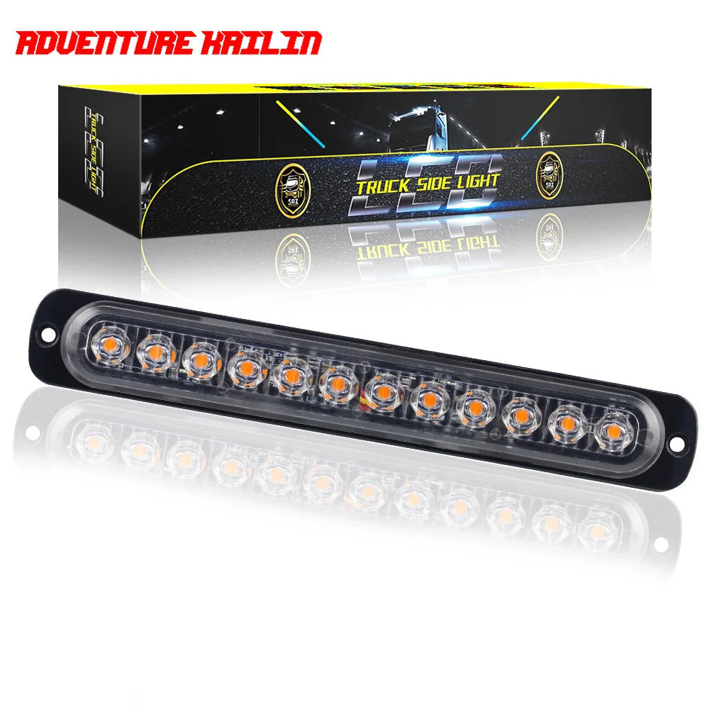 In Stock Truck Truck Side Light Strip Ultra-Thin Side Strobe Light 12led Strobe Lamp Signal Warning Light 12-24V