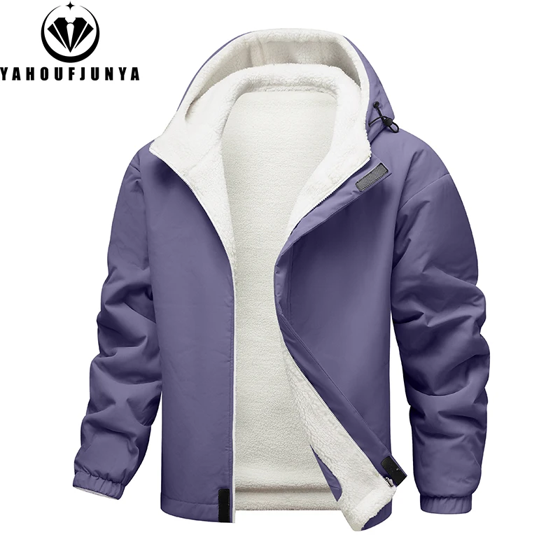 Autumn Winter Men Outdoor Windproof Fleece Warm Sport Jacket Men Hooded Large Size Joggers Casual Fashion Jacket Male Coat Tops