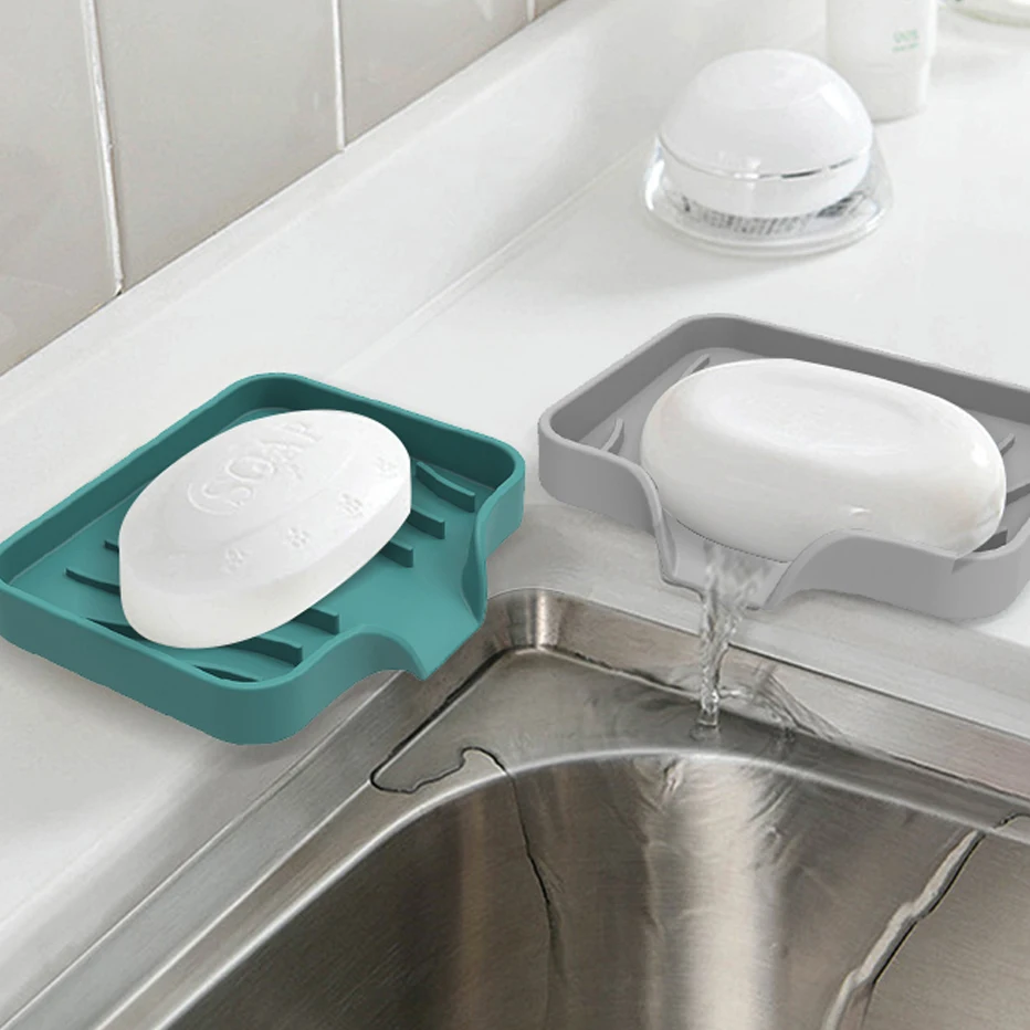 Bathroom Premium Soap Dish Easy Clean Non Slip Soft Silicone Soap Holder Self Draining Soap Tray Keep Soap Dry Storage Tray