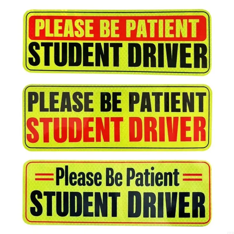 P9FD Driver Bumper Magnetic Reflective Sticker Safety Warning Driver Magnet Car Student Driver Magnet Reusable Signs