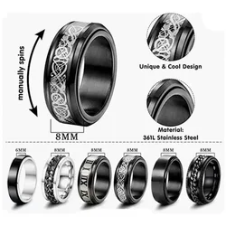 Anxiety Ring Fidget Spinner Rings for Women Stainless Steel Rings Fidgets Rotate Freely Anti Stress Accessories Men's Jewelry