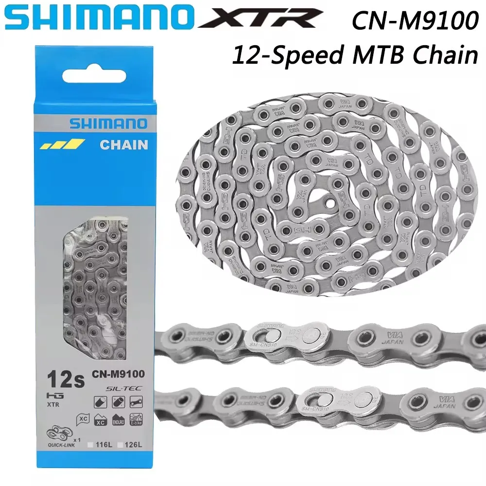 

SHIMANO XTR CN-M9100-12 12 Speed MTB Bike Chain 126 Links with Quick-Link HG Chain for Mountain Bike Original Bicycle Parts