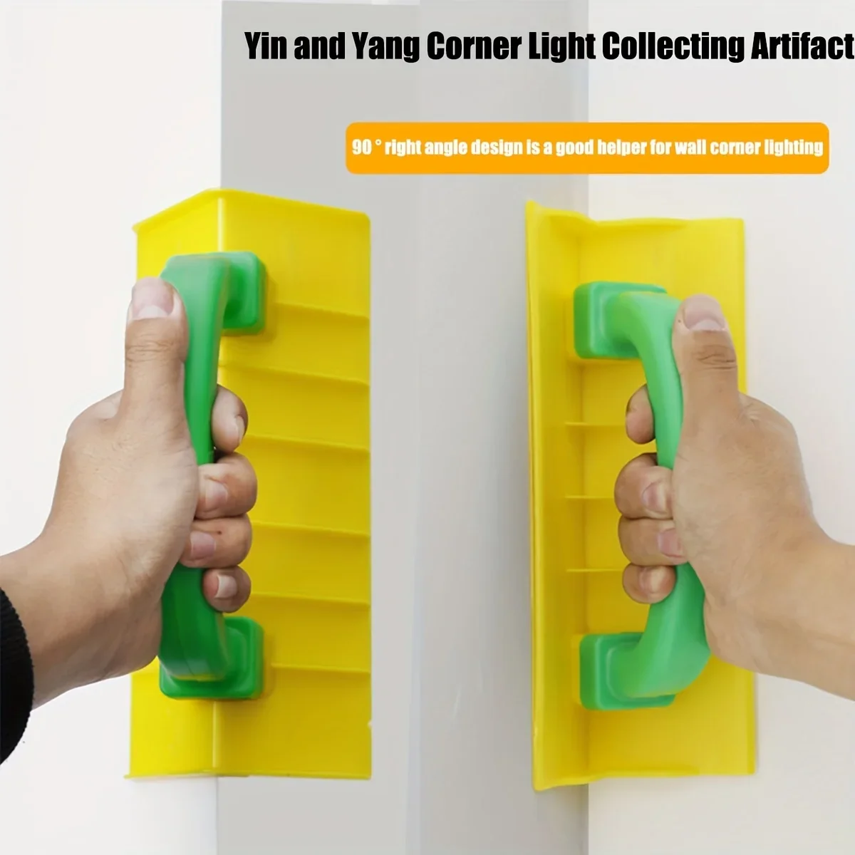 2pcs ABS Hand Sander & Corner Trowel Tool, Yellow Polisher for Drywall Sanding, Wall Corner Finishing & Repair, 2 in 1