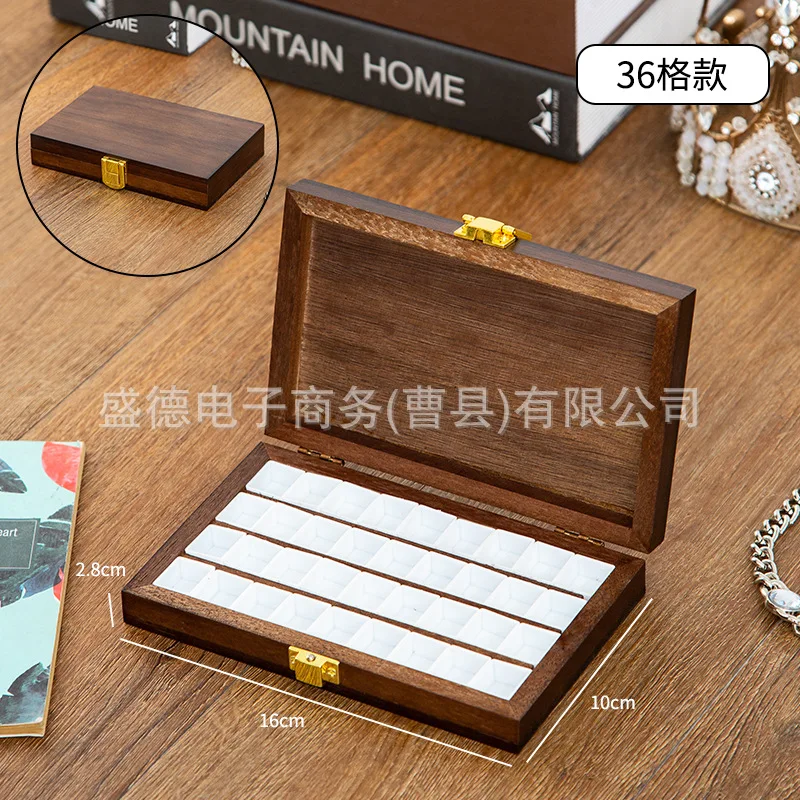 

Watercolor Paint Box Mixing Palette Rectangular Pallet Portable Walnut Empty Travel