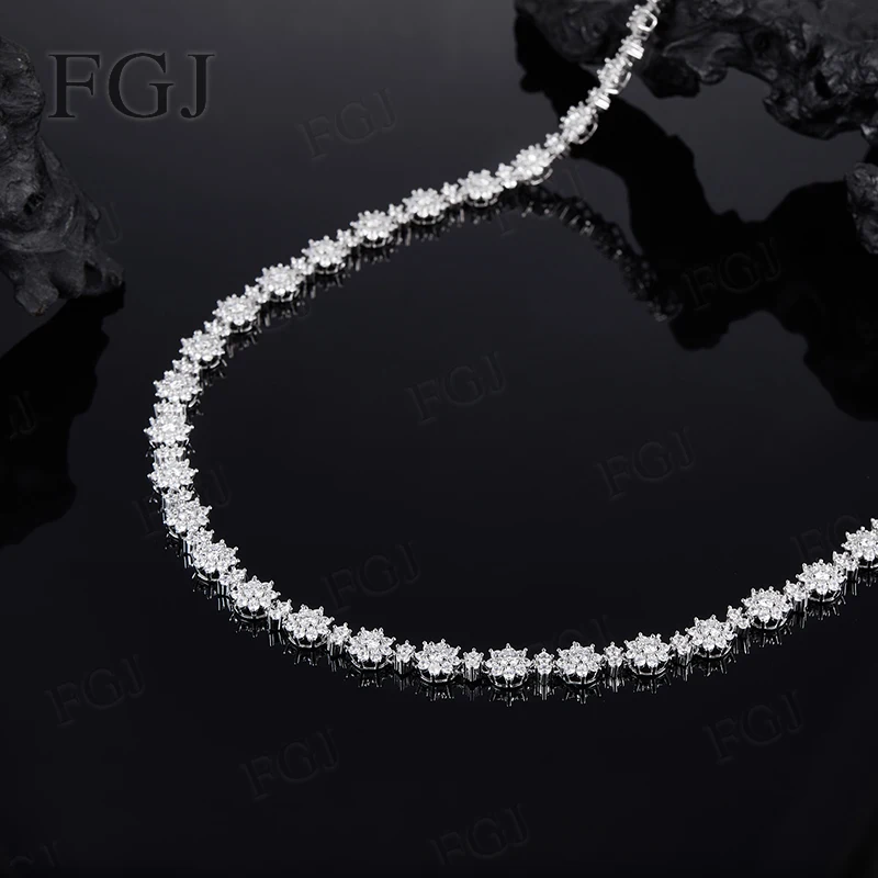 

925 Sterling Silver Moissanite Necklace Sunflower VVS1 Multiple Size Hip-Hop Tennis Chain Wedding Dating Jewelry Gifts For Women