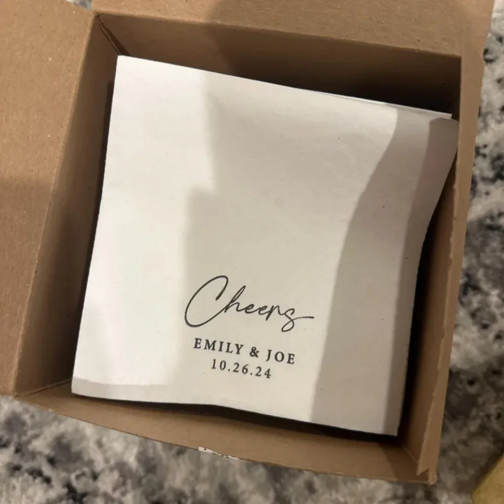 

50Pcs Personalized Paper Napkins Wedding Anniversary Engagement Printed Custom Monogram Beverage| Dinners Cocktail Foil Napkins