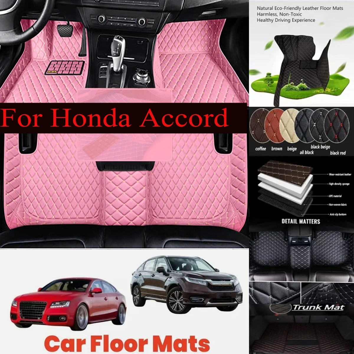 

5D leather waterproof Custom Car Floor Mats For Honda Accord 11th Auto Carpets Foot Coche Accessorie