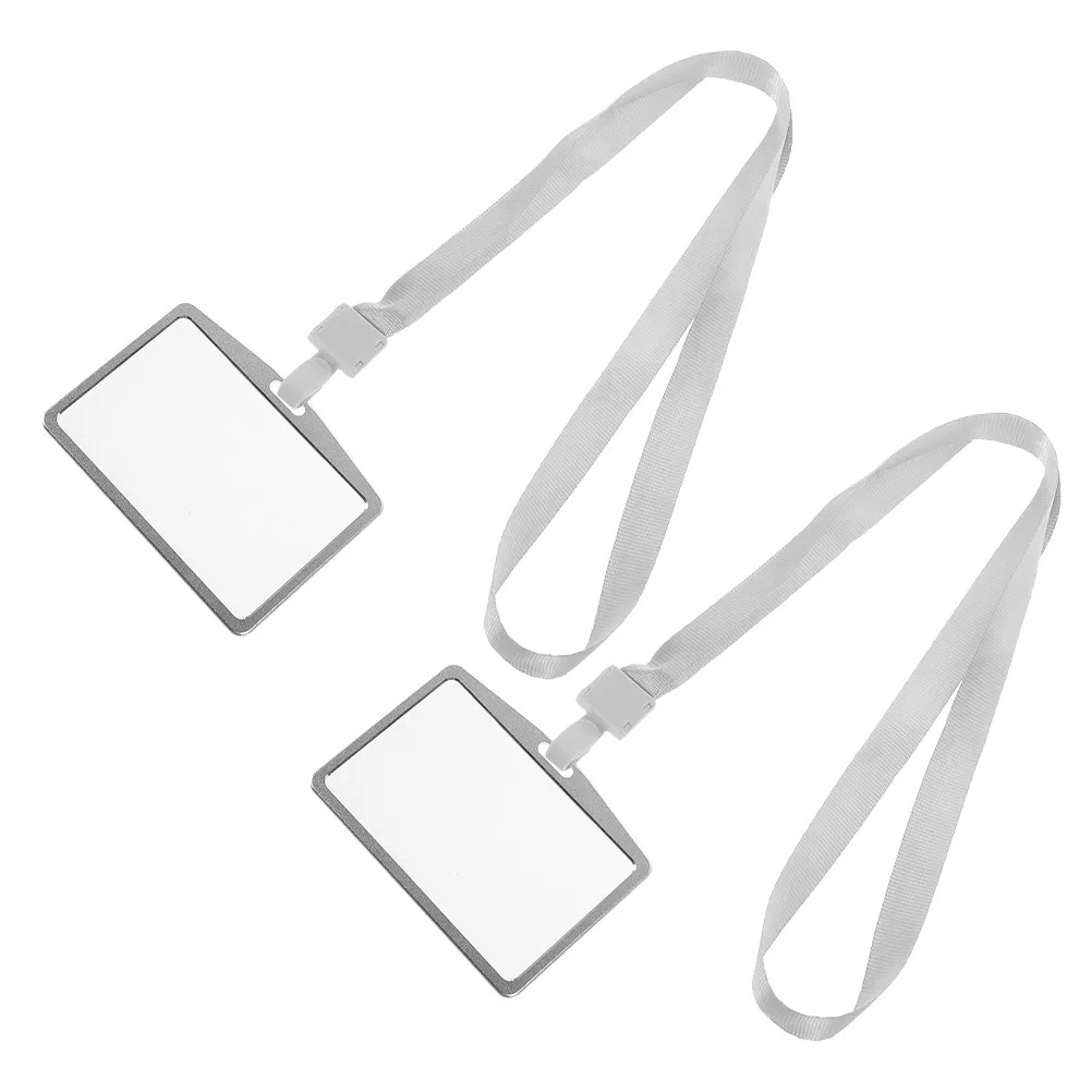 2Set Aluminium Alloy Badge Holder Lightweight Vertical Id Card Protector Office Employee School Staff Identification Case