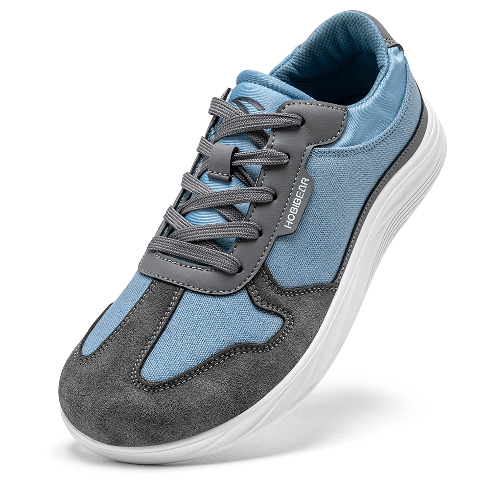 HOBIBEAR Men Women Wide Toe Box Shoes | Minimalist Artificial Leather Canvas Sneakers Lightweight Casual Lace Up Walking Shoe