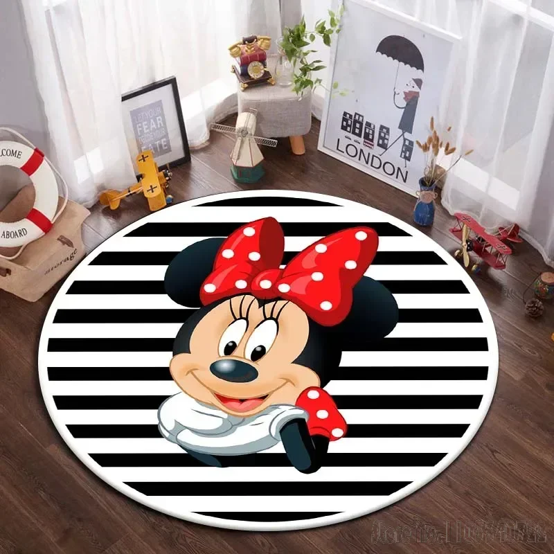 Disney Mickey Minnie Mouse Rug Round Carpet 80cm Chair Non-slip Floor Mat Crawling Game for Kids Living Room Decor